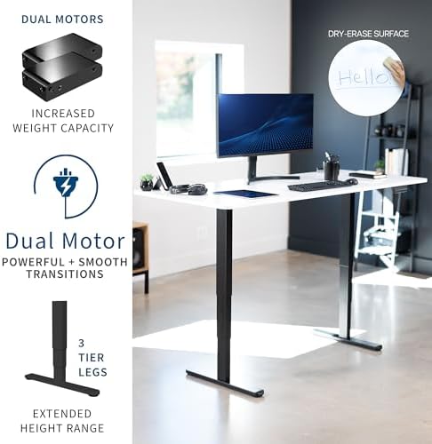 VIVO White Dry Erase 71 x 30 in Standing Desk, DESK-KIT-2B7WE - Image 4