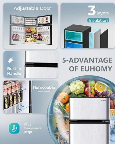 EUHOMY 3.2 Cu.Ft Mini Fridge with Freezer, Mini Refrigerator for Dorm - Image 6