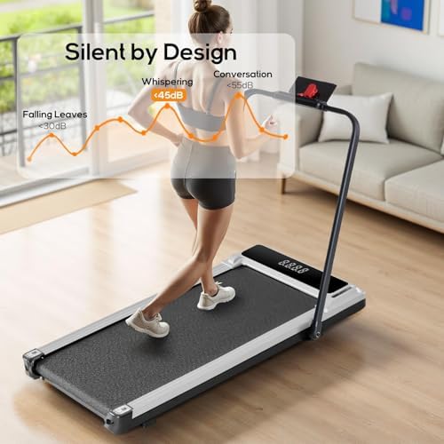 NEWBULIG Under Desk Walking Pad Treadmill, Portable Compact Electric Treadmill with Remote Control, Quiet Fitness Equipment & LED Display for Home & Office, Black&Sliver - Image 6