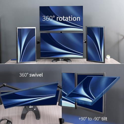 VIVO Quad Monitor 13 to 32 inch LED LCD Freestanding Desk Stand, 3 Plus 1 Articulating VESA Computer Mount, Holds 4 Screens, Fully Adjustable for Home Office Workstation, Black, STAND-V104F - Image 4