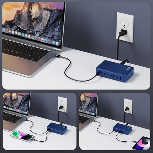 USB C Charger 200W USB C Charger Block,Upgraded GaN III 8-Port Fast Charging Station Hub,PD 65W Laptop Charging Adapter Compatible with MacBook Pro/Air,DELL,Steam Deck,iPhone 16/15/14,Galaxy S23/22 - Image 5