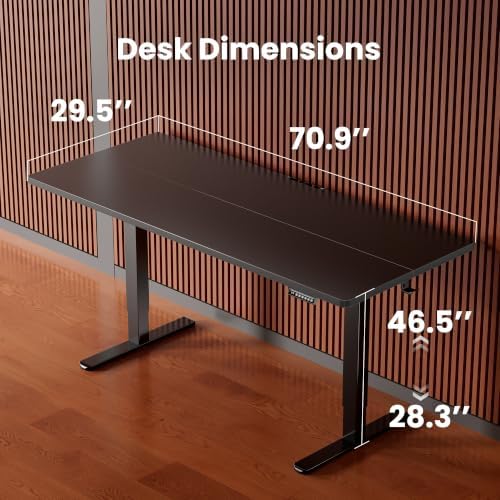 ErGear Height Adjustable Electric Standing Desk, 71 x 30 Inches Sit Stand up Desk, Memory Computer Home Office Desk, Black - Image 3