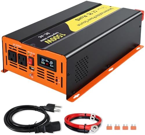 1500W Sump Pump Battery Backup Power System,Basment Protection Sump Pump Inverter with Upgrade LCD Display, Basement Protection for Power Outage Emergencies (Orange) by VOONKE