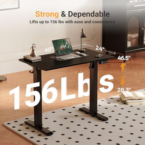 YDN Electric Standing Desk, 40x24 Inch, Black - Image 3