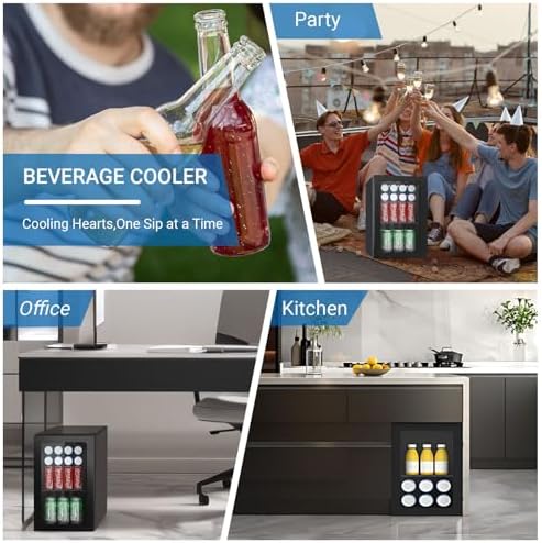 Erivess Compact Freestanding Beverage Refrigerator Cooler, 26 Can/0.65Cu Ft - Image 5