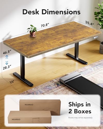 HUANUO 71 x 35 Inch Large Electric Standing Desk, Brushless Motor, Vintage - Image 3