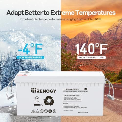 Renogy 12 Volt 200Ah Deep Cycle AGM Battery, Lead Acid Solar Battery - Image 5