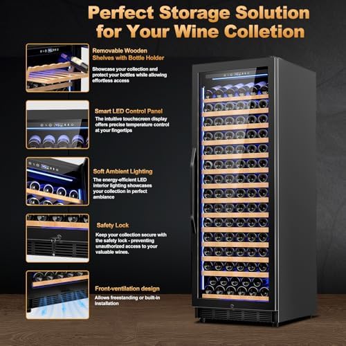 24 Inch Wine Cooler Refrigerator,179 Bottles Wine Fridge Large Capacity Professional Wine Cellars with Powerful Compressor,Quiet Operation and Elegant Design, Black - Image 3