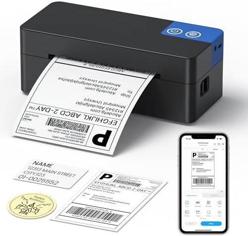 Bluetooth Thermal Shipping Label Printer, 4x6 Thermal Label Printer by ETIKEZ