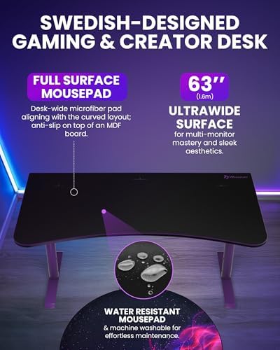 Arozzi Arena Ultrawide Curved Gaming Desk Purple - Image 2
