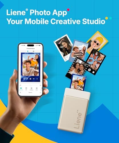 Liene Pearl N200 Pro Portable Photo Printer, Instant Mini Picture Printer for iPhone Smartphone, Thermal Dye Sublimation, Bluetooth Sticker Printer 10 Sheets 2x3 Adhesive Paper & 1 Cartridge, Gold - Image 2