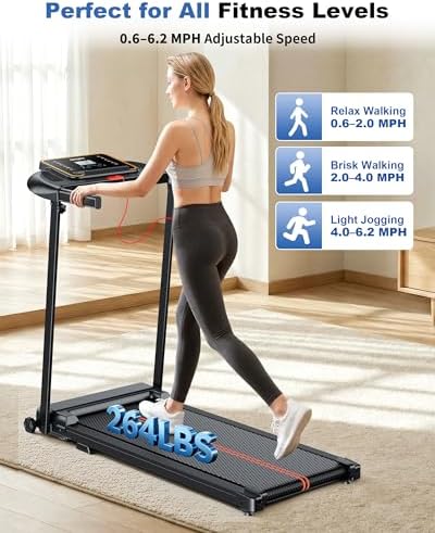 Treadmills for Home Walking Pad - Foldable Treadmill Under Desk with Handle Bar 0.6-6.2 MPH Portable Folding Pads Compact Running Machine Quiet Lightweight - Image 5