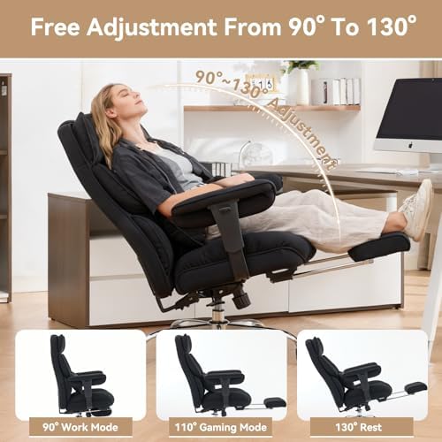 Efomao Executive Office Chair, Mesh Black Fabric Big and Tall Desk Chair - Image 4