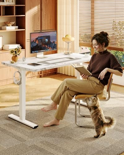 FLEXISPOT EN1 55"x28" One-Piece Standing Desk, Marble Gray - Image 2
