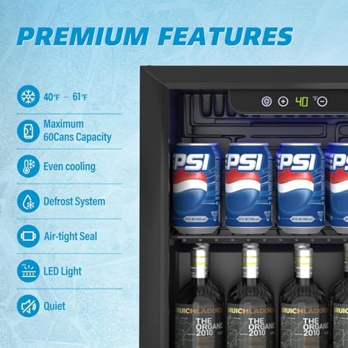 Erivess 1.4 Cu Ft Mini Fridge, 65 Cans Freestanding Beverage Refrigerator - Image 2
