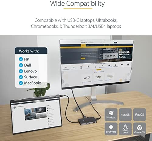 StarTech 8-in-1 USB-C Mini Dock, Dual 4K 60Hz HDMI, 5Gbps, GbE, SD, 100W - Image 5