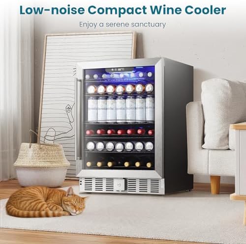 Antarctic Star 166 Can Beverage Refrigerator Cooler, 5.1 Cu.Ft Mini Fridge with Safety Lock, Beverage Cooler with Glass Door/LED Light/Adjustable Removable Shelves for Home/Office/Bar(Stainless Steel) - Image 4