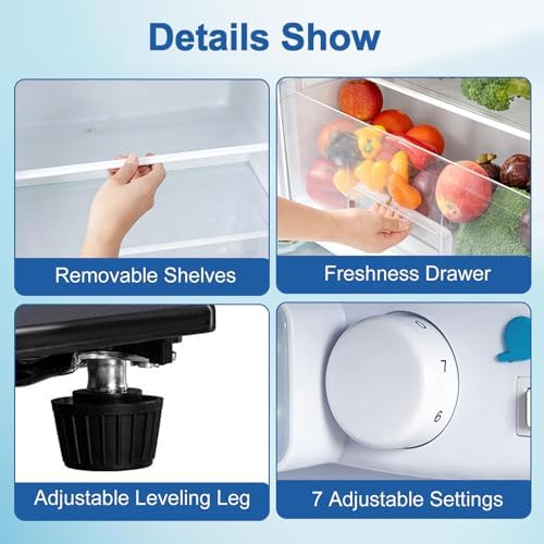 Cucina Magica 8.5 cu.ft Dual-Door Apartment Refrigerator with Freezer and Adjustable Thermostat - Slide-Out Glass Shelves for Dorms, Offices, RVs, and Homes - Image 5