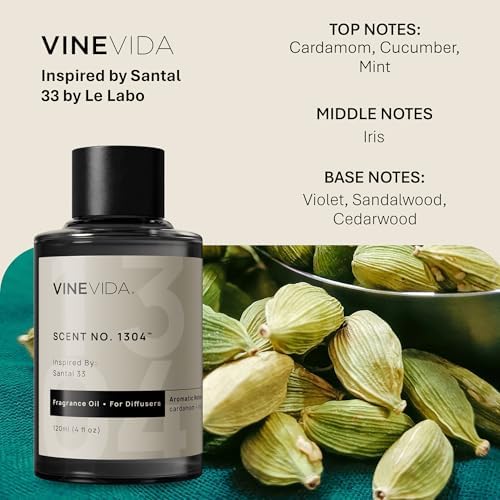 VINEVIDA Santal Bliss Fragrance Oil for Cold Air Diffusers 4 Fl Oz - Essential Oils for Diffuser Oil Refill & Air Freshener Room Spray - Image 2