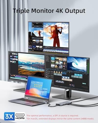 LIONWEI USB C Docking Station Multiport Adapter with Triple Monitor 3 HDMI - Image 3