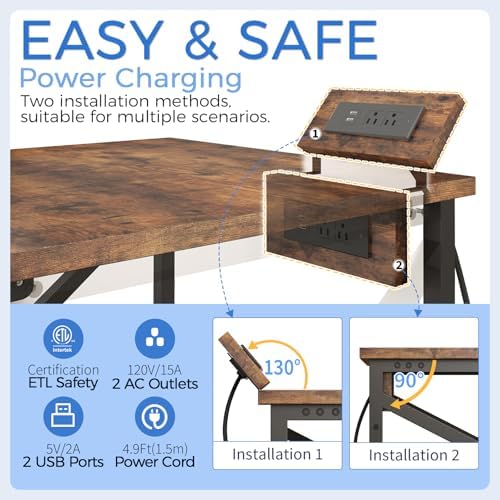 METYERRY 24"x23.6" Large Printer Stand with Power Outlet - Image 4