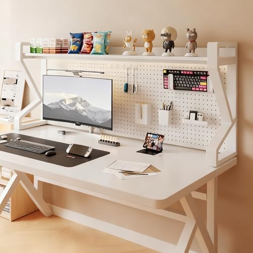 JHDXL Desk Shelf Organizer with Pegboard & Storage Accessories, Space-Saving Desk Storage Shelf, Desktop Shelf Organizer Display Rack, for Dorm, Office(White 1,65 * 133cm/26.6 * 52.4in) by Unknown