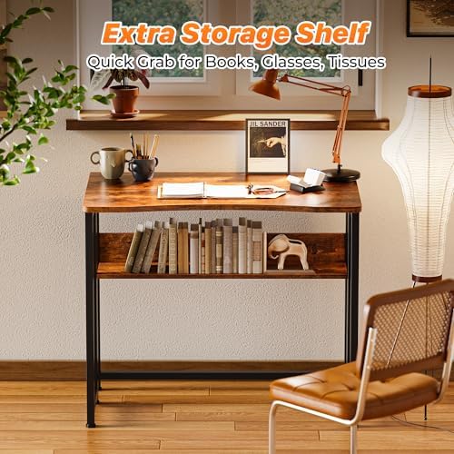 Huuger Folding Desk with Storage Shelf, 31.5 Inch Foldable Computer Table - Image 6