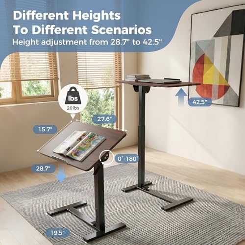 DUMOS Rolling Desk, Laptop Desk, Overbed Table with Wheels - Image 3