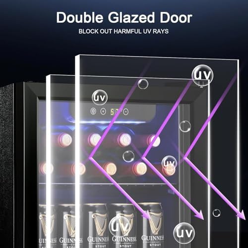 Antarctic Star 12 Bottle Wine Cooler Beverage Refrigerator Mini Fridge Clear Glass Door Quiet Counter Top Cellar for Beer Soda Bar 1.3 cu.ft - Image 3