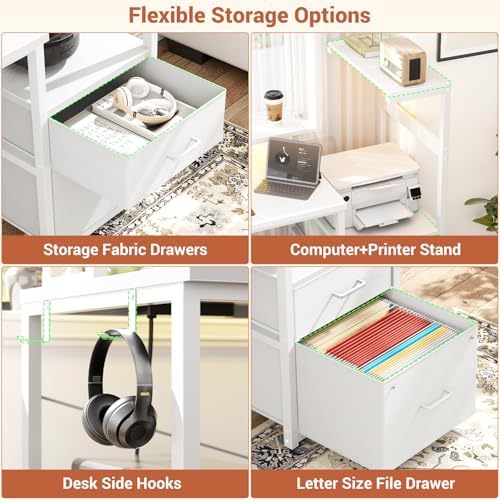 Aheaplus 59" Gaming Desk with RGB LED & Power Outlet &PC Case/Printer Stand - Image 3