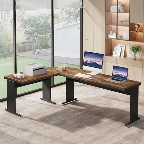 Tribesigns 83-Inch Large L Shaped Desk, Reversible Executive Office Desk, Modern Corner Computer Table Business Workstation for Home Office (Brown) by Tribesigns
