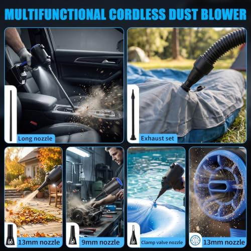 Brushless Cordless Air Duster Blower for Makita18V Battery(No Battery),75000 RPM High-Speed Motor Electric Duster Blower,500MPH/3 Speeds,for Sawmill Room, Workshop/Computer Cleaning - Image 6
