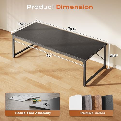PRAISUN 70.8 X 29.5 Inch Computer Desk with Deeper Desktop - Image 3