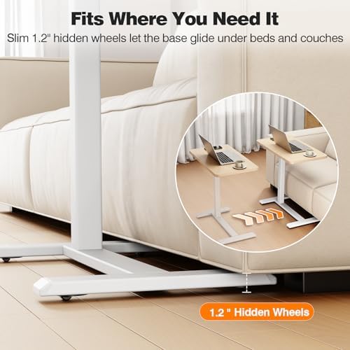 ROMOON Overbed Table with Wheels, Height Adjustable Hospital Bedside Table - Image 5