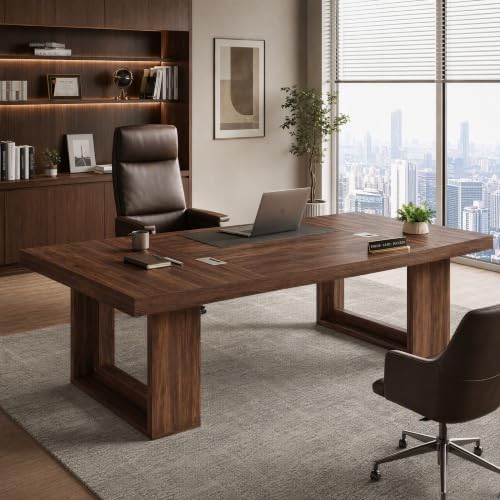 Tribesigns 94.5" Executive Desk, Large Office Desk with 2 Cable Grommets - Image 4
