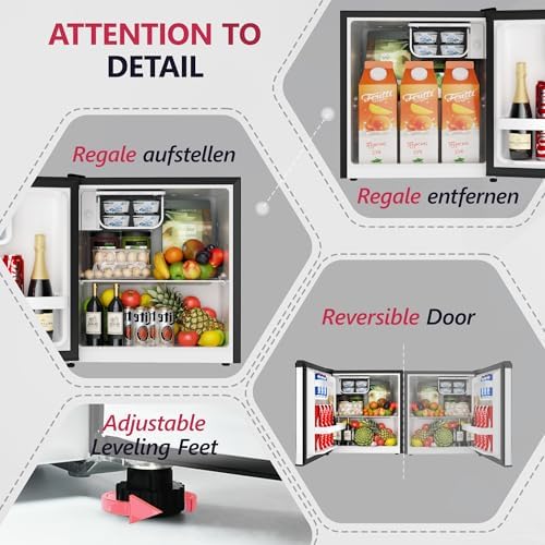 Icyglee 1.7 Cu.Ft Mini Fridge with Freezer, Compact Refrigerator, Silver - Image 4