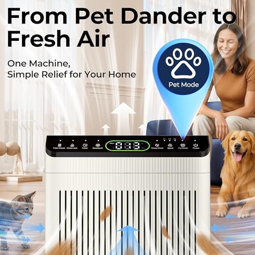 Air Purifiers for Home Pets Up to 2200Ft² Pre-Filter Washable, Ivory - Image 2