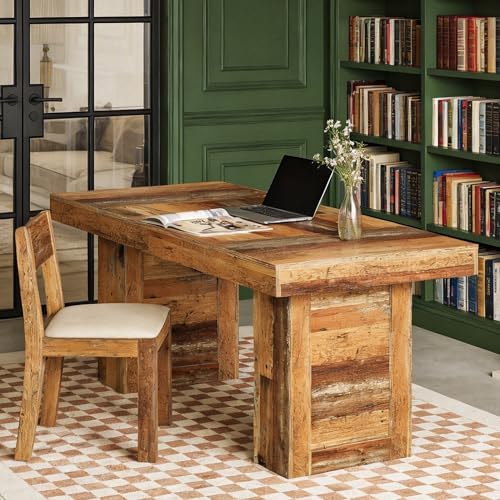 Tribesigns 63" Executive Desk, Farmhouse Wooden Office Desk, Rustic Brown - Image 5