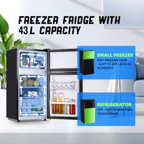 Mini Fridge with Freezer Small Refrigerator for Dorm Black - Image 3