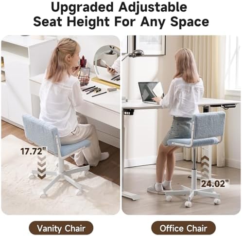Office Chair Vanity Chair with Wheels | Comfy Desk Chair with Back - Image 3