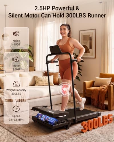 Superun Walking Pad with 6% Incline, Under Desk Treadmill, 3 in 1 Portable Treadmills for Home with Remote Control LED Display, 2.5 HP Quiet Mini Treadmill for Office Home Use, 300 Lbs Capacity - Image 5