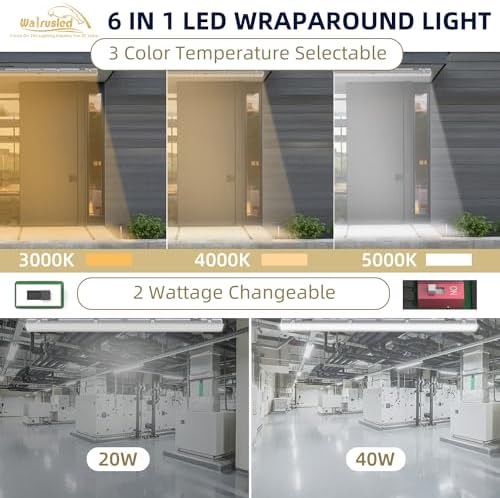 4FT LED Vapor Tight Emergency Light, Battery Backup, IP65 IK08, 20W(2500lm)/40W(5000lm), 3/4/5000K CCT Selectable, Outdoor Waterproof Shop Light, Vapor Proof Lighting Fixture for Carport, FCC Listed - Image 5