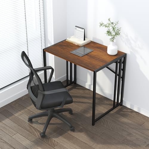 Lutown-Teen 32 inch Folding Small Desk, Mahogany - Image 2