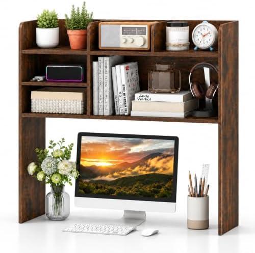 37" Desk Hutch Organizer, Desktop Bookshelf for Monitor Up to 32" by SPORFIT
