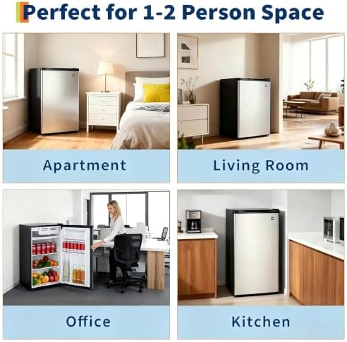 Garvee 4.5 Cu.Ft Mini Fridge with Freezer, Quiet Compact Refrigerator with Adjustable Thermostat, Energy Efficient Small Refrigerator for Bedroom, Office, Dorm - Image 5