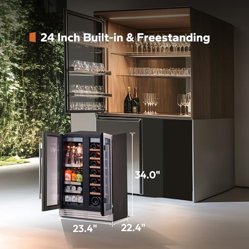 Ca'Lefort 24 Inch Wine & Beverage Fridge, Dual Zone Built-In Wine Cooler - Image 4