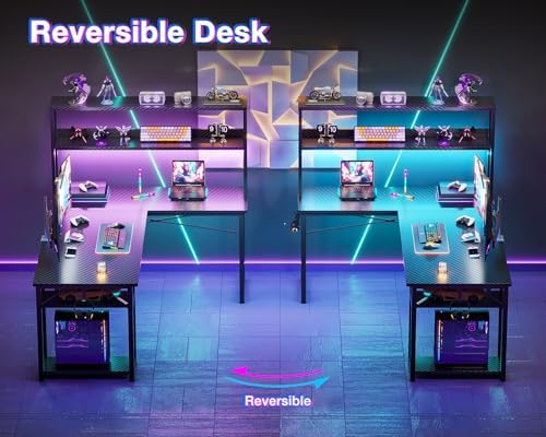 ODK 53 Inch L Shaped Gaming Desk with Hutch & Headphone Hook - Image 6
