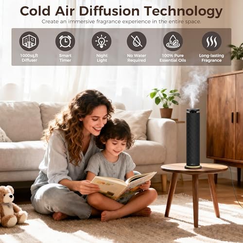 Hotel Scent Diffuser, Waterless Scent Diffuser for Home, Quiet Operation, Suitable for Living Rooms, Offices, and Hotels,Contains Five Aromatherapy Essential Oils，Black - Image 2