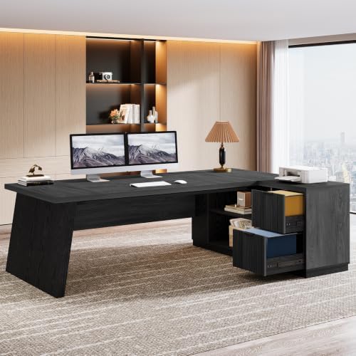 Tribesigns 78" L Shaped Executive Desk with Storage, Home Office - Image 4