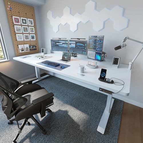 FEZIBO Standing Desk 71 × 37 Inch Electric Height Adjustable, White - Image 2